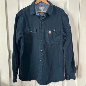 Carhartt Men's Casual Button Down Shirt - Dark Blue